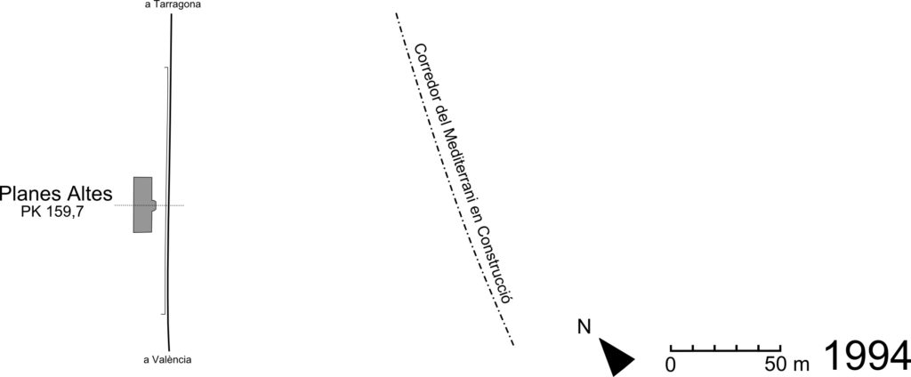 Fig 3. Esquema de la dependència de Planes Altes a l'any 1994. Elaborat per Adrià Pàmies a partir de l'Ortofotomapa corresponent de l'ICGC.